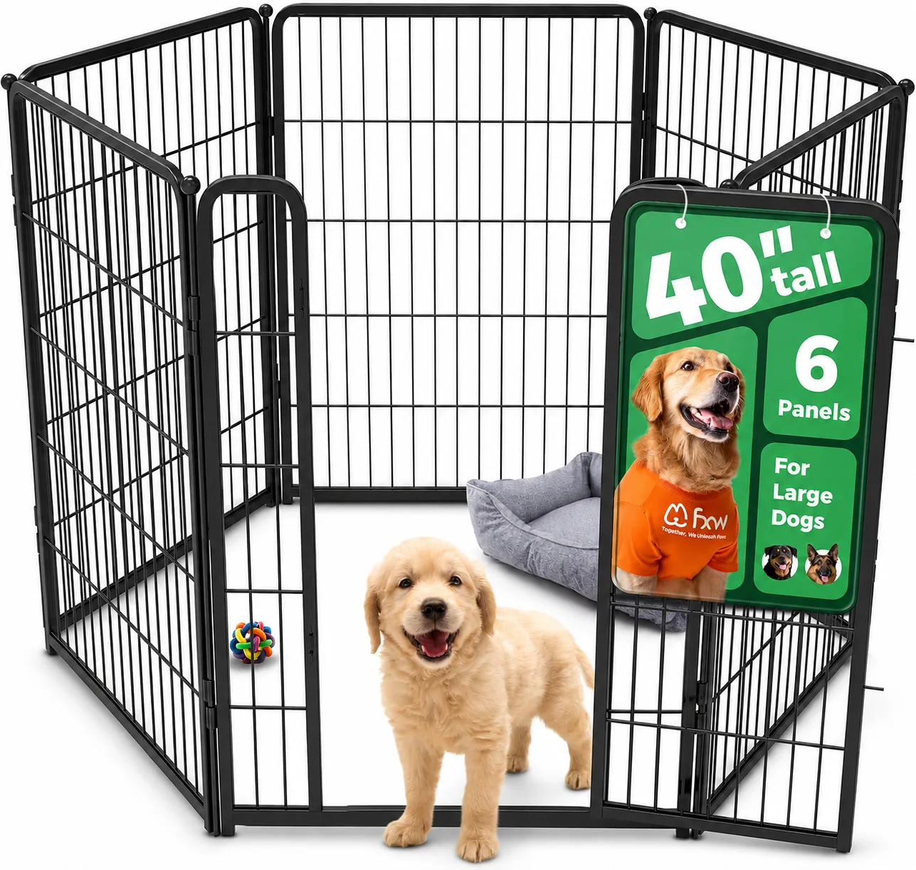 Dog Playpen Indoor Outdoor, 24 Inch 4 Panel Metal Dog Pen with Door, Foldable Pet Playpen Kennel Puppy Playpen Exercise 