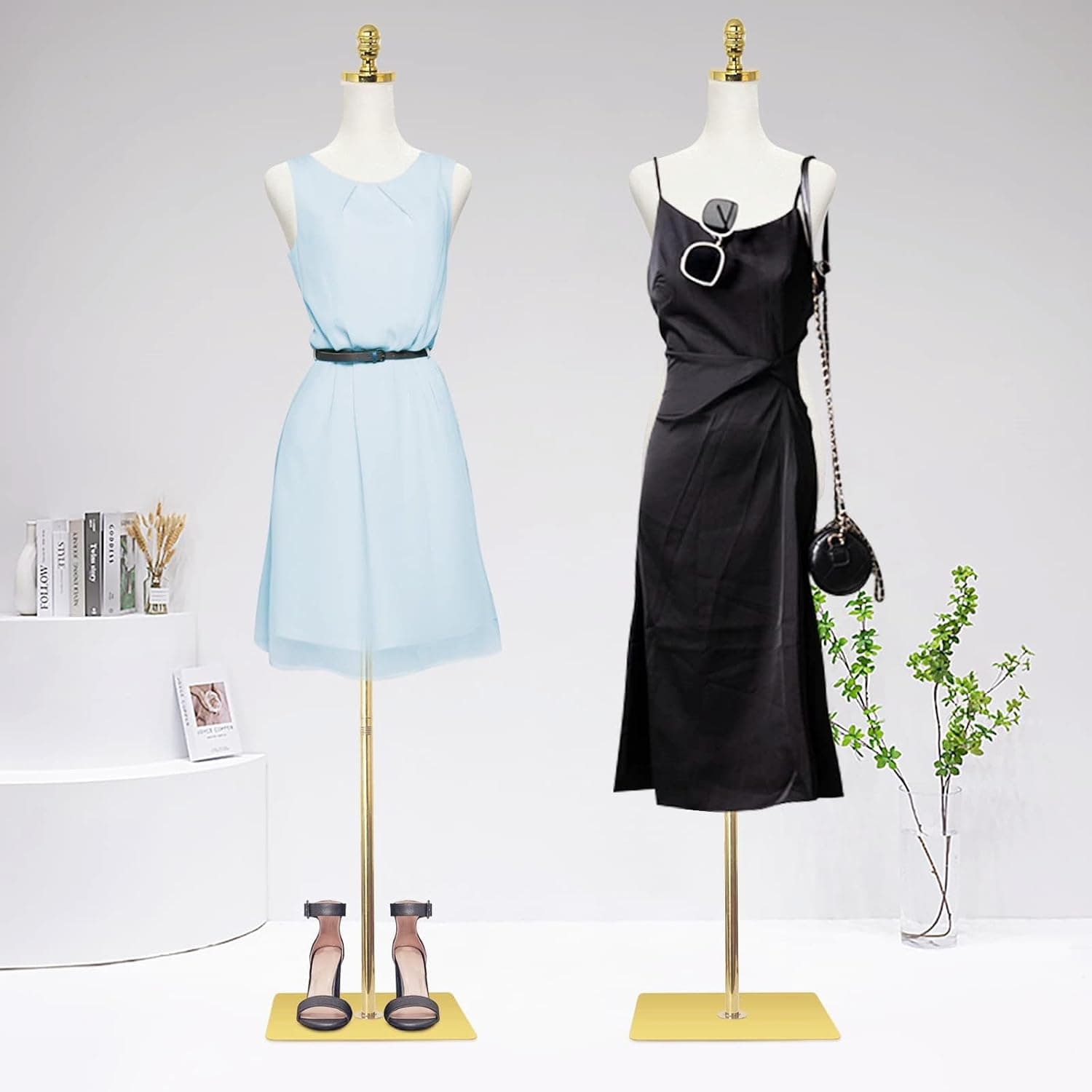 EaseHome Dress Form Mannequin Torso, 43-73 Inch Height Adjustable Female Manikin Body Clothing Display with Metal Bracke