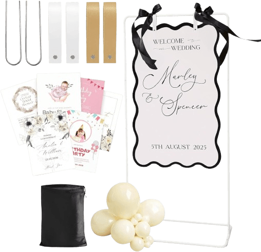 Wedding Welcome Sign Stand, White Sign Holder, Includes Design Bundle
