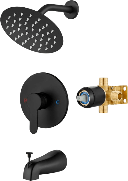 Airuida Shower Faucet Set with Tub Spout,6" Bathtub Faucet-Matte Black