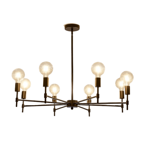 ASGYISA 8-Light Black Sputnik Chandelier Matte Industrial Flush Mount Ceiling Light Fixture Metal Modern Pendant Light for Farmhouse, Bedroom, Kitchen, Dining, Living Room, Island