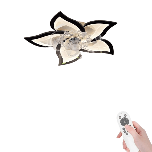 Bevenus Low Profile Ceiling Fan with Lights,110v Modern Dimmable Flower Shape, Remote Control/app Control,Timing 6 Gear Speeds Fan Ceiling Lamp,Black