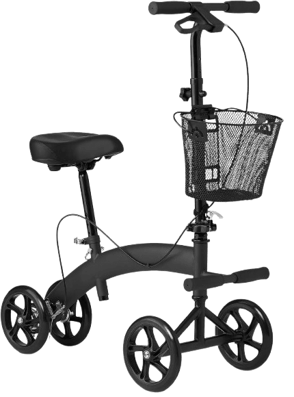Medline Manual Seated Mobility Scooter Knee Walker, 8” Wheels, 300 lbs. Capacity, Black- for Leg & Foot Injuries, Crutch Alternative, 1 Ct.