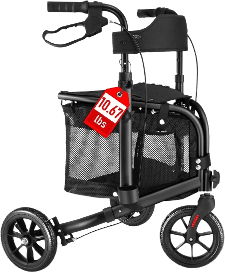Walk Mate 3 Wheel Rollator Walker with Seat for Slim Seniors