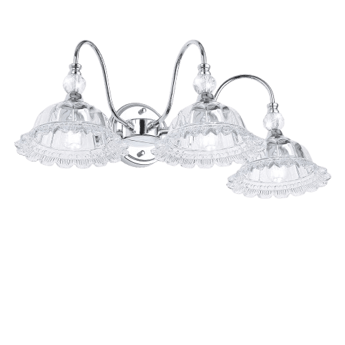 Chrome Bathroom Vanity Light Fixtures 3 Lights Vanity Lights for Bathroom with Floral Crystal Glass Shade Modern Wall Sconce Light for Mirror(Exclude E26 Bulb)