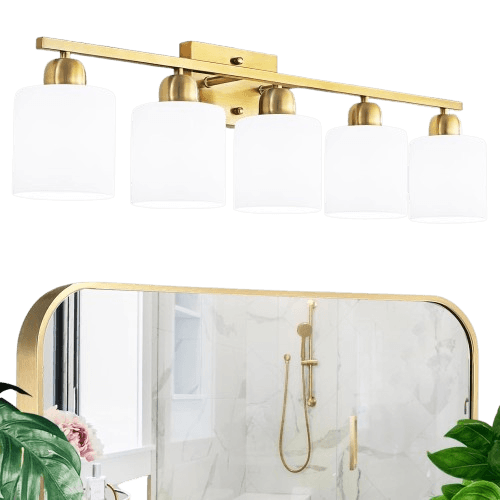 Bath Vanity Lights for Mirror, Restroom Lights Fixtures with Milky White Frosted Glass Shades,Bathroom Over Sink Light Fixtures, Bathroom Light Fixtures Over Mirror