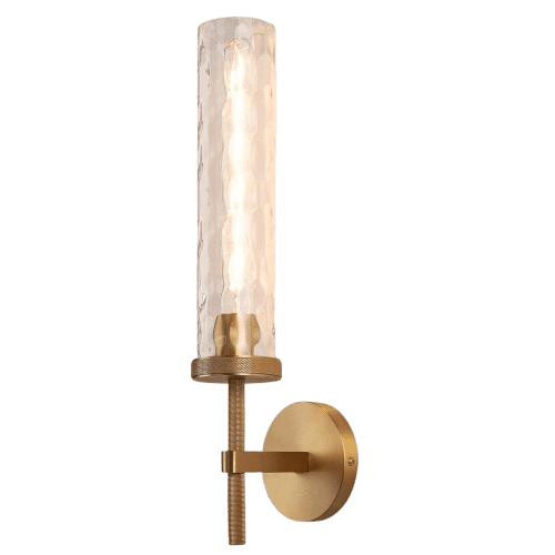 19.5" Knurled‑Craft Hardwired Brass Wall Sconce-1 Pack