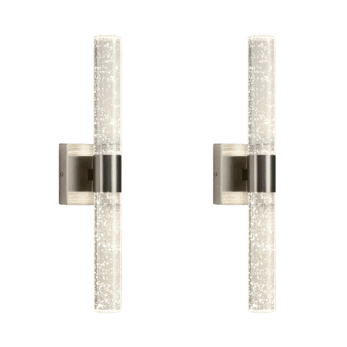 Modern LED Wall Sconces Set of Two - 4000K Dimmable Crystal Bathroom Sconces Wall Lighting Indoor Brushed Nickel Vanity Light Fixture Wall Mount Wall Lights for Bedroom Living Room,18 Inch