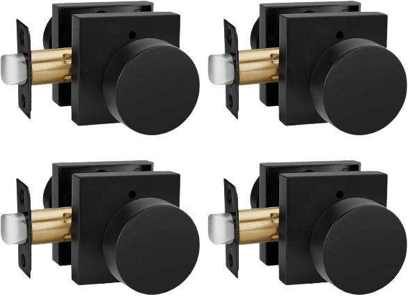 Goldenwarm Matte Black Door Knobs Interior, Privacy Door Knob 4 Pack