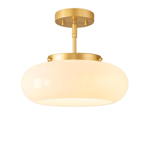 WOKNOS Mid-Century Modern Gold Semi Flush Ceiling Light 12.6 Inch