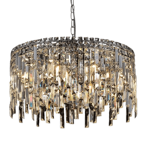 A AXILIXI Crystal Chandelier, 24" Modern Round Chandelier for Dining Room, K9 Large 8-Light Crystal Pendant Fixtures Raindrop Luxury Pendant Ceiling Light Chrome for Entryway Foyer Staircase
